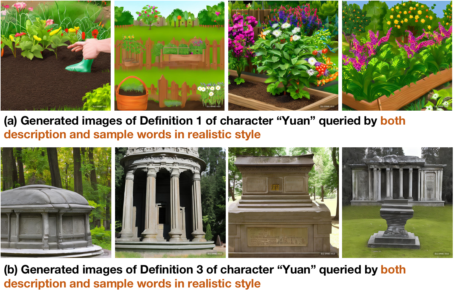 Generated images of \textbf{Definition 1 and 3} of Character “Yuan”