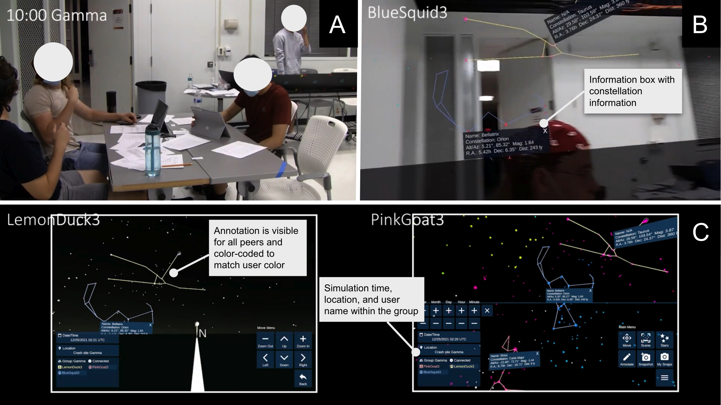 This figure displays the annotation interfaces for AR and tablet users