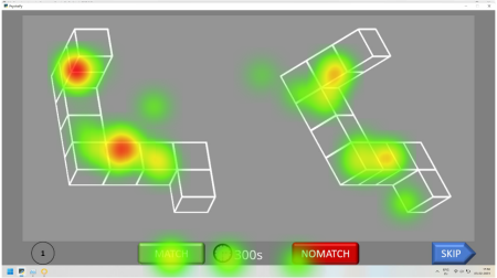 Diagram of heat map of participant 4 that describes a precise attention to equivalent points in the two figures