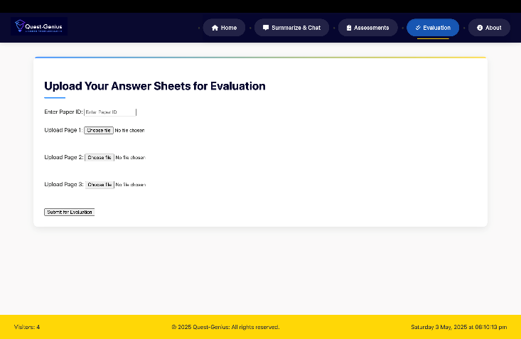 Figure 4. An automated evaluation system where students upload answer sheets for instant assessment and personalised feedback.