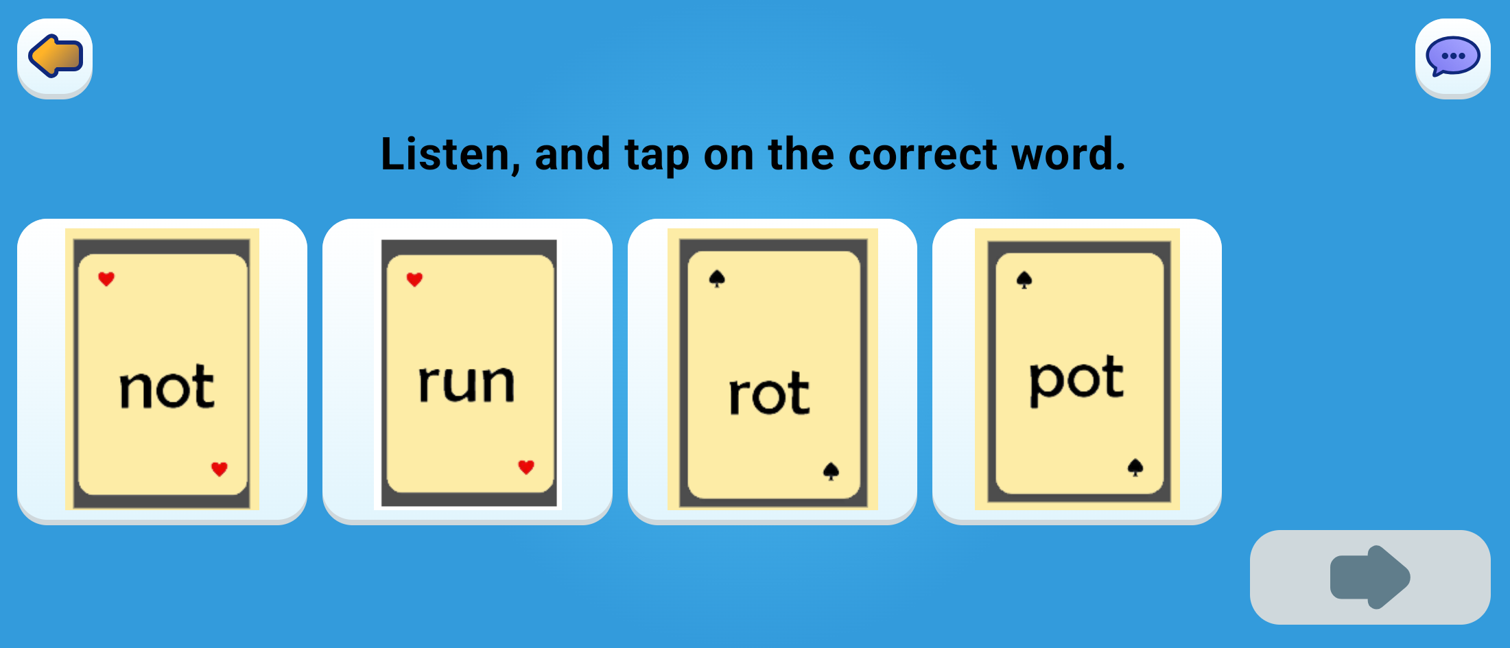 Example of a Word Recognition assessment item